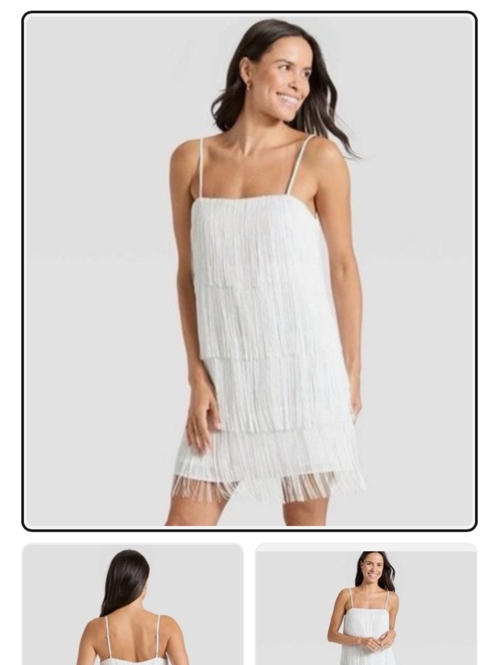 a new day White Fringe Slip Dress with Adjustable Straps